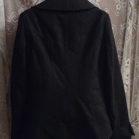 Guess Women's Sz S Classic Black Jacket double-breasted wool blend - Picture 5 of 12